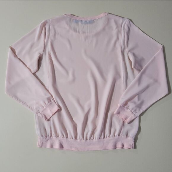 Simply Vera Vera Wang Peach Pink Chiffon Sweatshirt Style Pullover Top - Picture 10 of 10
